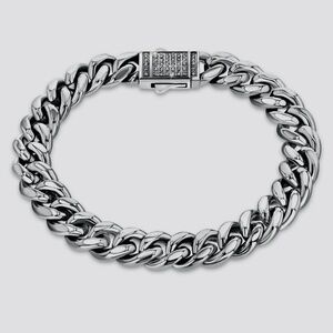Men's Stainless Steel 0.19 CT. T.W. Diamond Curb Link Bracelet